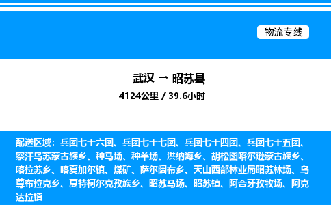 武汉到昭苏县物流专线直达运输 武汉到昭苏县物流专线直达运输